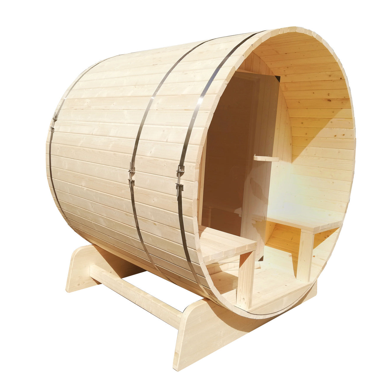 Aleko Outdoor or Indoor White Finland Pine Wet Dry Barrel Sauna - 5 Person