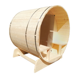 Aleko Outdoor or Indoor White Finland Pine Wet Dry Barrel Sauna - 5 Person