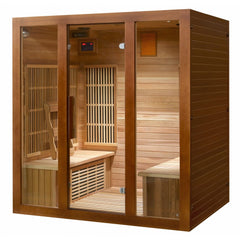 Sunray Roslyn 4 Person Cedar Sauna w/Carbon Heaters/Side Bench Seating -HL400KS