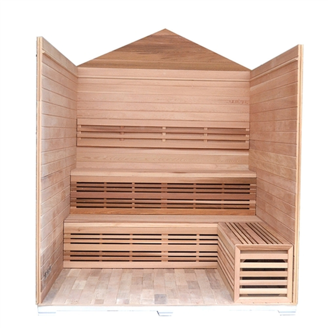 Aleko Canadian Red Cedar Wet Dry Outdoor Sauna Stone Finish- 6 Person