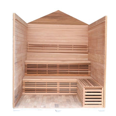Aleko Canadian Red Cedar Wet Dry Outdoor Sauna Stone Finish- 6 Person