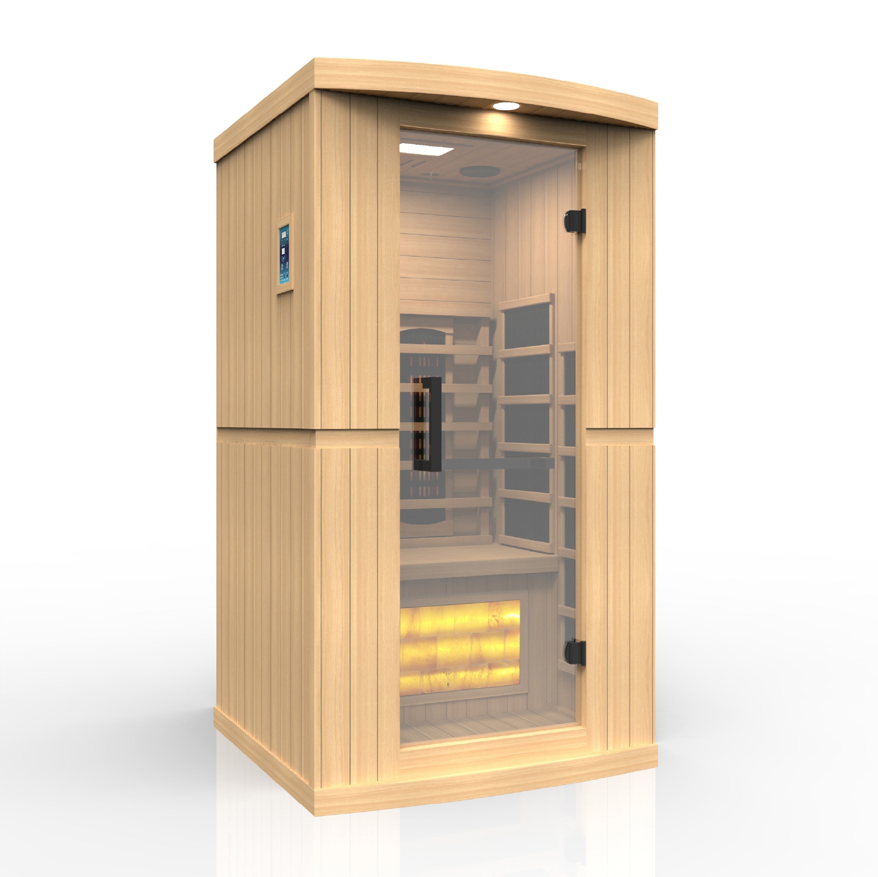 Golden Designs 1-2-Person Full Spectrum PureTech Near Zero EMF FAR Infrared Sauna with Himalayan Salt Bar