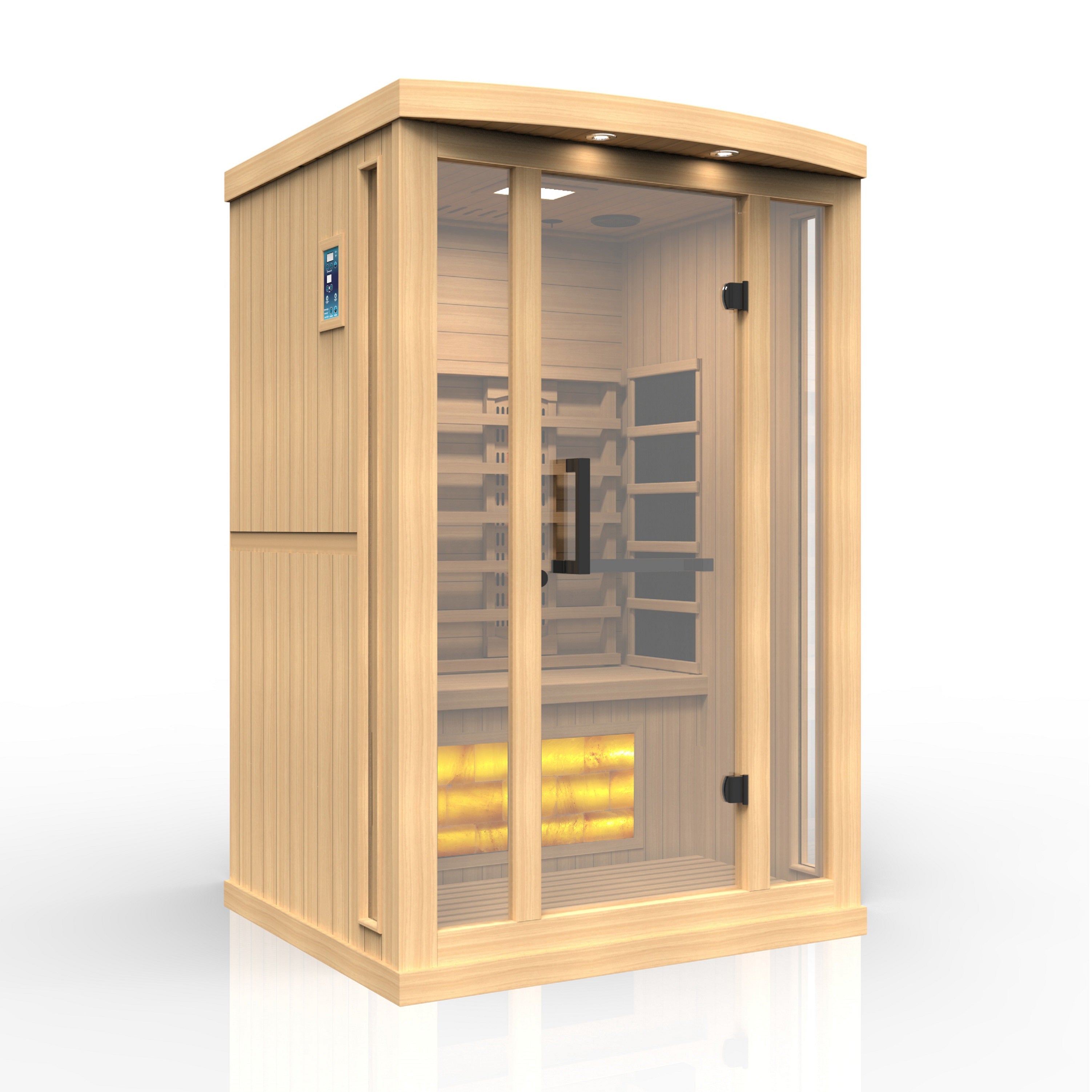 Golden Designs 2-Person Full Spectrum PureTech Near Zero EMF FAR Infrared Sauna with Himalayan Salt Bar