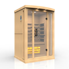 Golden Designs 2-Person Full Spectrum PureTech Near Zero EMF FAR Infrared Sauna with Himalayan Salt Bar