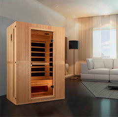 Golden Designs Maxxus Serenity Dual Tech 2 person Low EMF FAR Infrared Sauna Canadian Hemlock