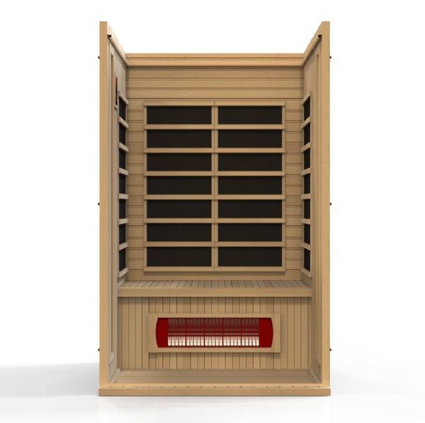 Golden Designs Maxxus Serenity Dual Tech 2 person Low EMF FAR Infrared Sauna Canadian Hemlock