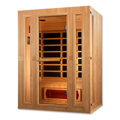 Golden Designs Maxxus Trinity Dual Tech 3 person Low EMF FAR Infrared Sauna Canadian Hemlock