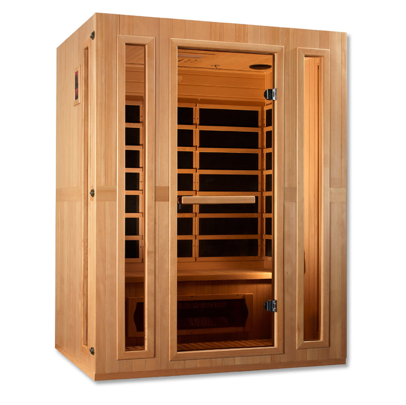 Golden Designs Maxxus Trinity Dual Tech 3 person Low EMF FAR Infrared Sauna Canadian Hemlock