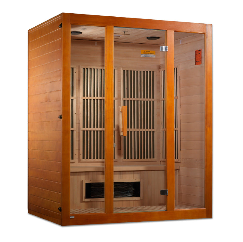 Golden designs Maxxus Alpine Dual Tech 3 person Low EMF FAR Infrared Sauna Canadian Hemlock