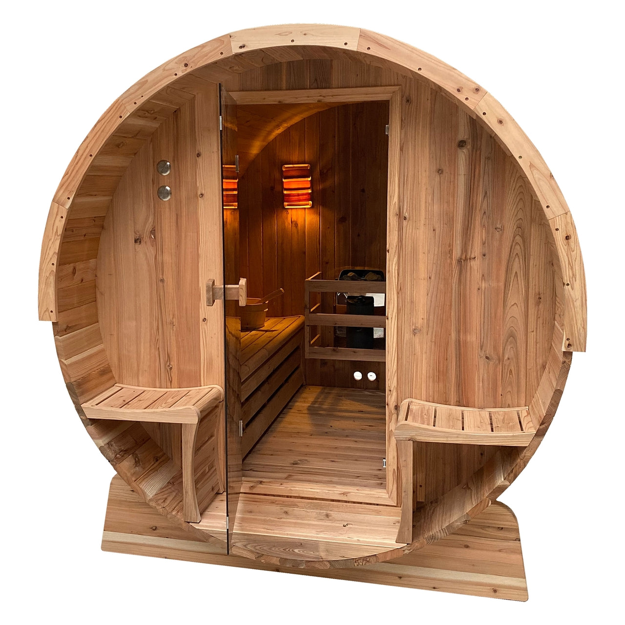 Aleko Outdoor Rustic Cedar Barrel Steam Sauna - 4 Person