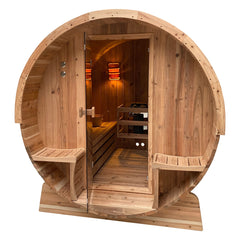 Aleko Outdoor Rustic Cedar Barrel Steam Sauna - 4 Person