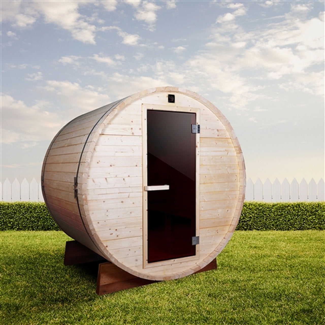 Aleko Outdoor and Indoor White Pine Barrel Sauna - 4 Person