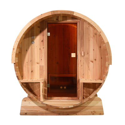 Aleko Outdoor Rustic Cedar Barrel Steam Sauna - 6 Person