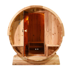 Aleko Outdoor Rustic Cedar Barrel Steam Sauna - 6 Person