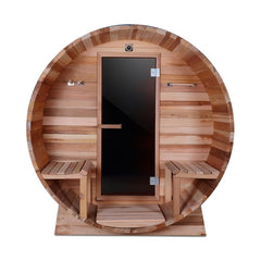 Aleko Outdoor or Indoor Western Red Cedar Wet Dry Barrel Sauna - 8 Person