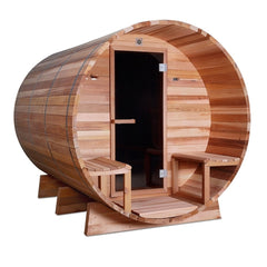 Aleko Outdoor or Indoor Western Red Cedar Wet Dry Barrel Sauna - 8 Person