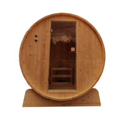 Aleko Outdoor Rustic Cedar Barrel Steam Sauna with Bitumen Shingle Roofing - 8 Person