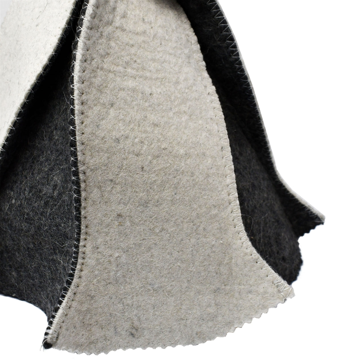 Aleko Natural Sheep Wool Traditional European Sauna Hat - Unisex - White and Charcoal