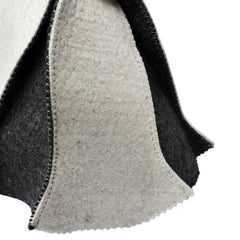 Aleko Natural Sheep Wool Traditional European Sauna Hat - Unisex - White and Charcoal