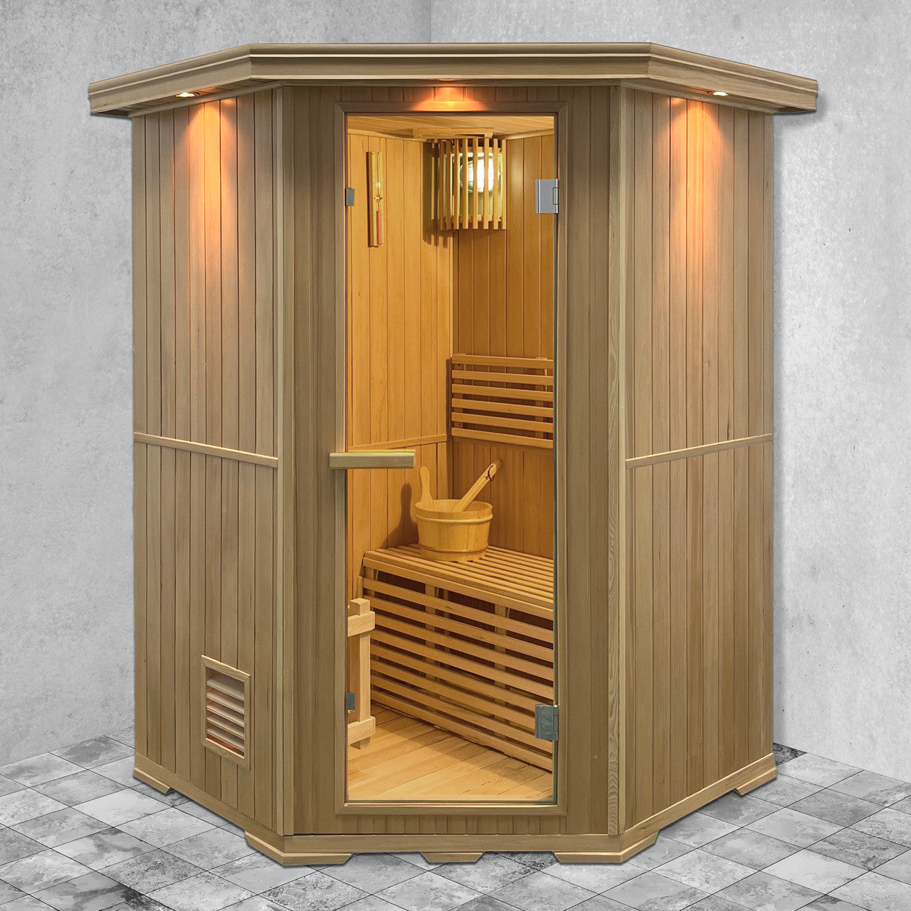 Aleko Canadian Hemlock Wet Dry Indoor Sauna -2 Person