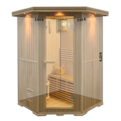 Aleko Canadian Hemlock Wet Dry Indoor Sauna -2 Person