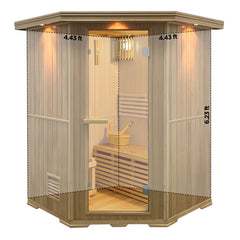 Aleko Canadian Hemlock Wet Dry Indoor Sauna - 3 Person