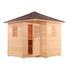 Aleko Canadian Hemlock Wet Dry Outdoor Sauna with Asphalt Roof - 5 Person