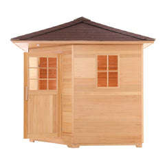 Aleko Canadian Hemlock Wet Dry Outdoor Sauna with Asphalt Roof - 5 Person
