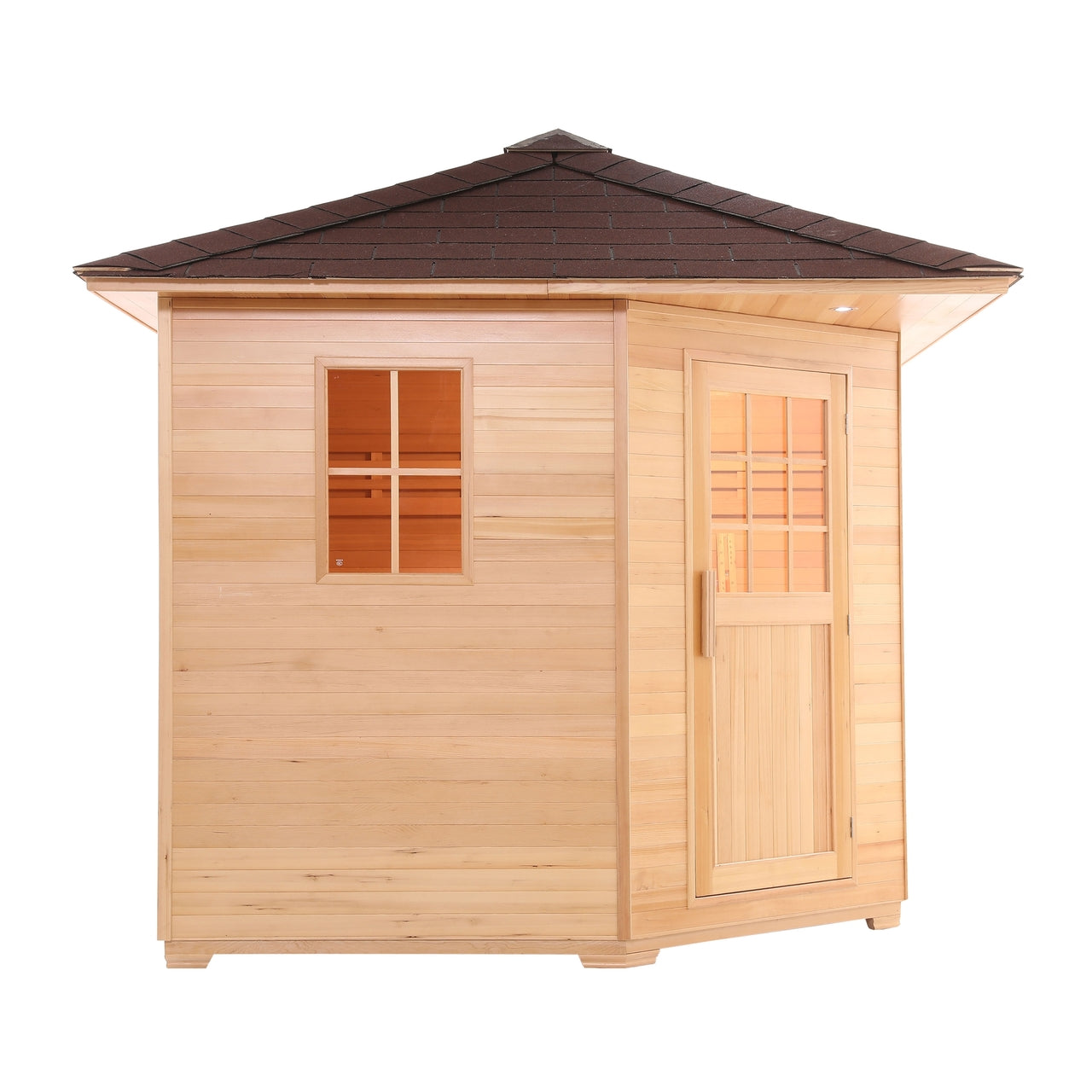 Aleko Canadian Hemlock Wet Dry Outdoor Sauna with Asphalt Roof - 5 Person