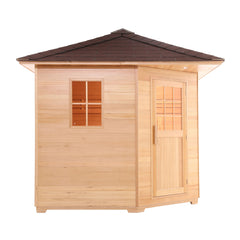 Aleko Canadian Hemlock Wet Dry Outdoor Sauna with Asphalt Roof - 5 Person