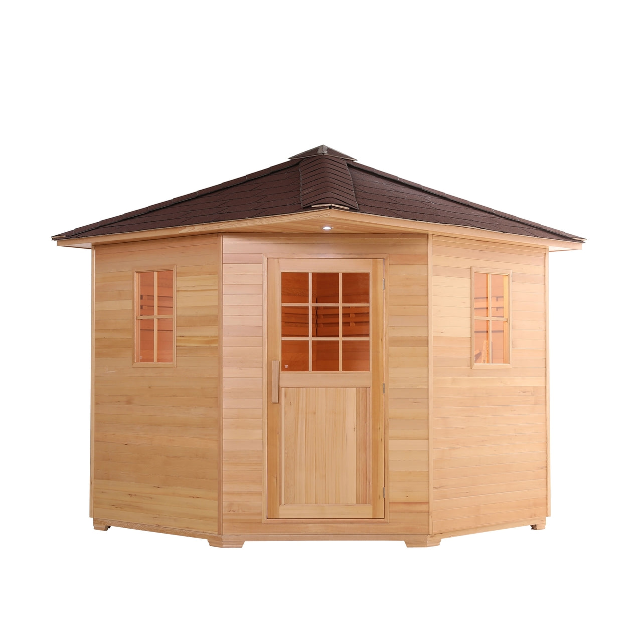 Aleko Canadian Hemlock Wet Dry Outdoor Sauna with Asphalt Roof - 5 Person