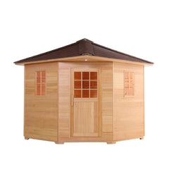Aleko Canadian Hemlock Wet Dry Outdoor Sauna with Asphalt Roof - 5 Person