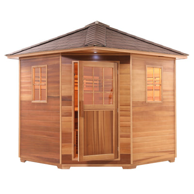 Aleko Canadian Cedar Wet Dry Outdoor Sauna with Asphalt Roof - 5 Person