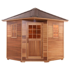 Aleko Canadian Cedar Wet Dry Outdoor Sauna with Asphalt Roof - 5 Person