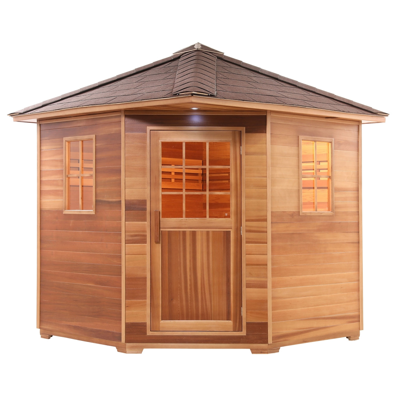 Aleko Canadian Cedar Wet Dry Outdoor Sauna with Asphalt Roof - 5 Person