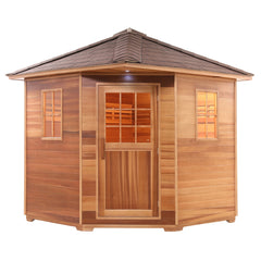 Aleko Canadian Cedar Wet Dry Outdoor Sauna with Asphalt Roof - 5 Person