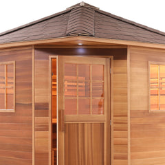 Aleko Canadian Cedar Wet Dry Outdoor Sauna with Asphalt Roof - 5 Person