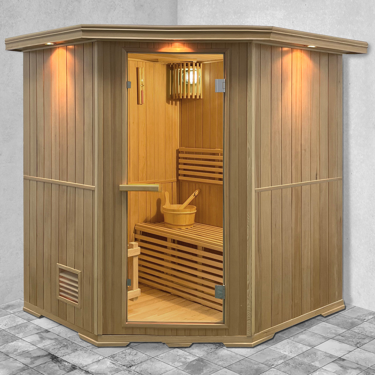 Aleko Canadian Hemlock Wet Dry Indoor Sauna -6 Person