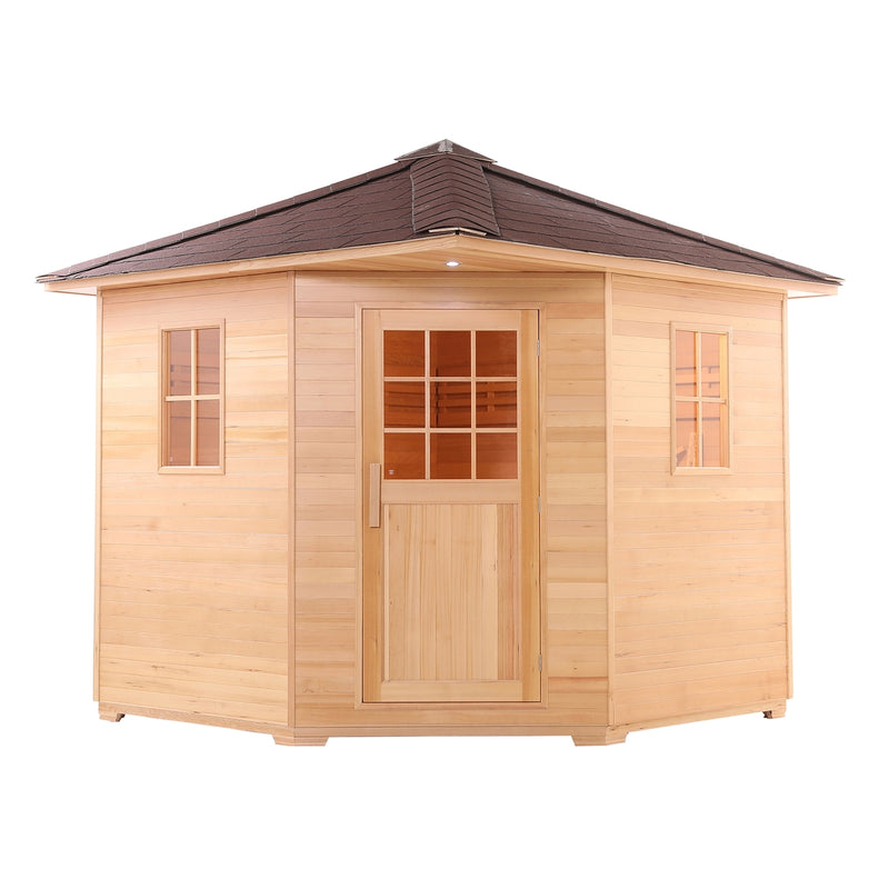 Aleko Canadian Hemlock Wet Dry Outdoor Sauna with Asphalt Roof -8 Person