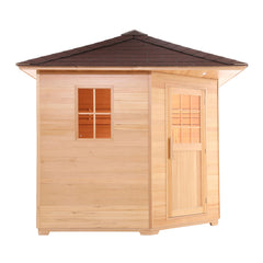 Aleko Canadian Hemlock Wet Dry Outdoor Sauna with Asphalt Roof -8 Person