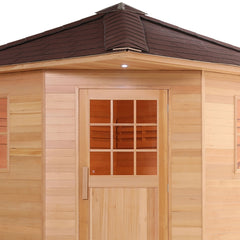 Aleko Canadian Hemlock Wet Dry Outdoor Sauna with Asphalt Roof -8 Person