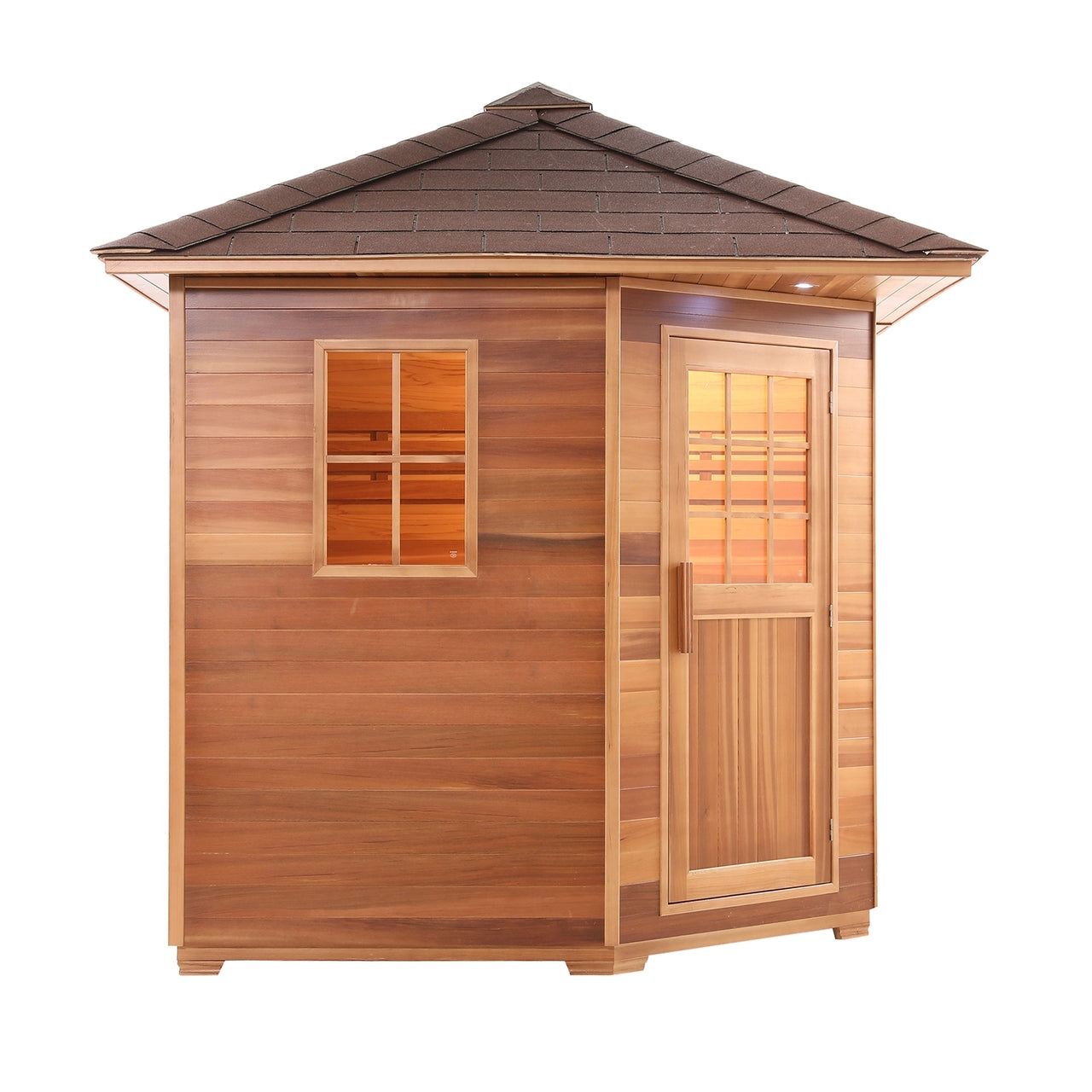 Aleko Canadian Cedar Wet Dry Outdoor Sauna with Asphalt Roof  - 8 Person