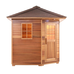 Aleko Canadian Cedar Wet Dry Outdoor Sauna with Asphalt Roof  - 8 Person