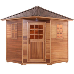 Aleko Canadian Cedar Wet Dry Outdoor Sauna with Asphalt Roof  - 8 Person