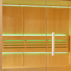 Aleko Canadian Hemlock Indoor Wet Dry Sauna with LED Lights - 4 Person