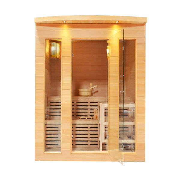 Aleko Canadian Hemlock Indoor Wet Dry Sauna With Exterior Lights - 5 P ...