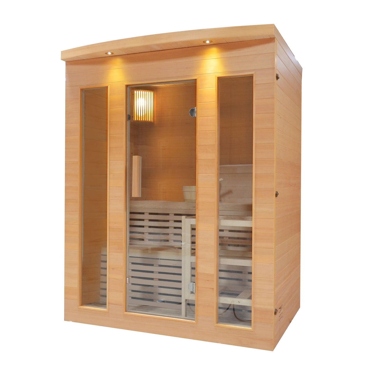 Aleko Canadian Hemlock Indoor Wet Dry Sauna with Exterior Lights - 5 Person