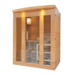 Aleko Canadian Hemlock Indoor Wet Dry Sauna with Exterior Lights - 5 Person