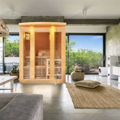 Aleko Canadian Hemlock Indoor Wet Dry Sauna with Exterior Lights - 5 Person