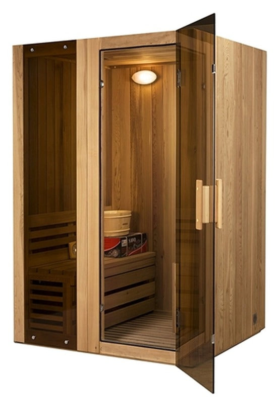 Aleko Canadian Cedar Indoor Wet Dry Sauna Steam Room -2 Person